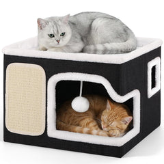 Shikha cat house in black shown from the front.