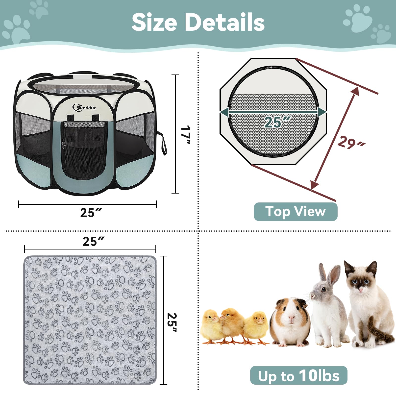 Siedihit pet playpen detail showing reinforced seams and corners.