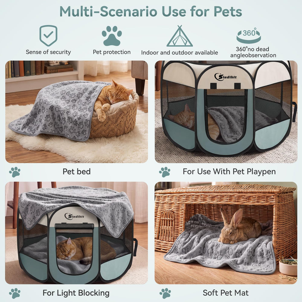 Siedihit pet playpen showing the detachable zippered mesh top.
