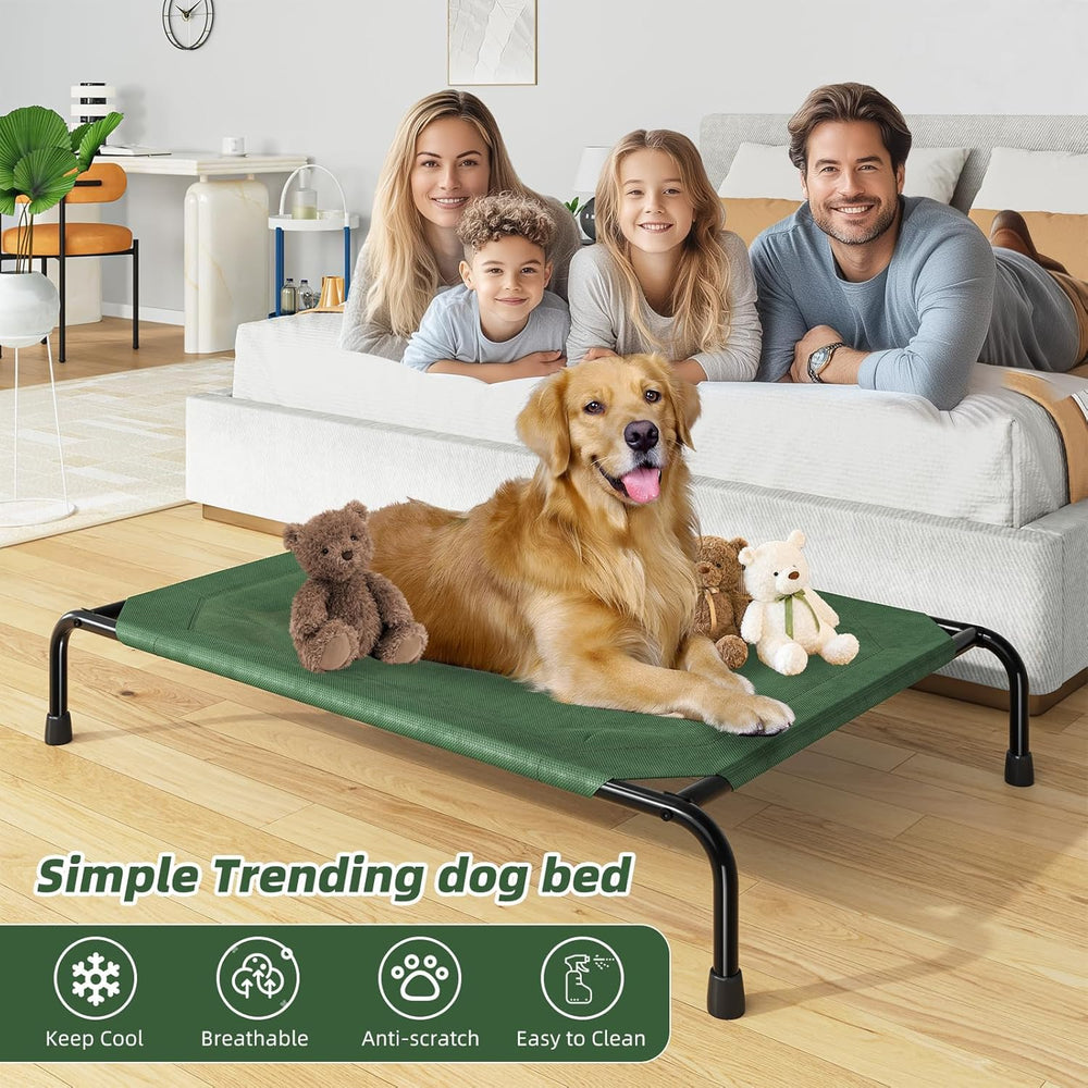 Simple Trending elevated dog bed with a close view of its mesh sleeping surface.