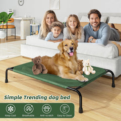 Simple Trending elevated dog bed with a close view of its mesh sleeping surface.
