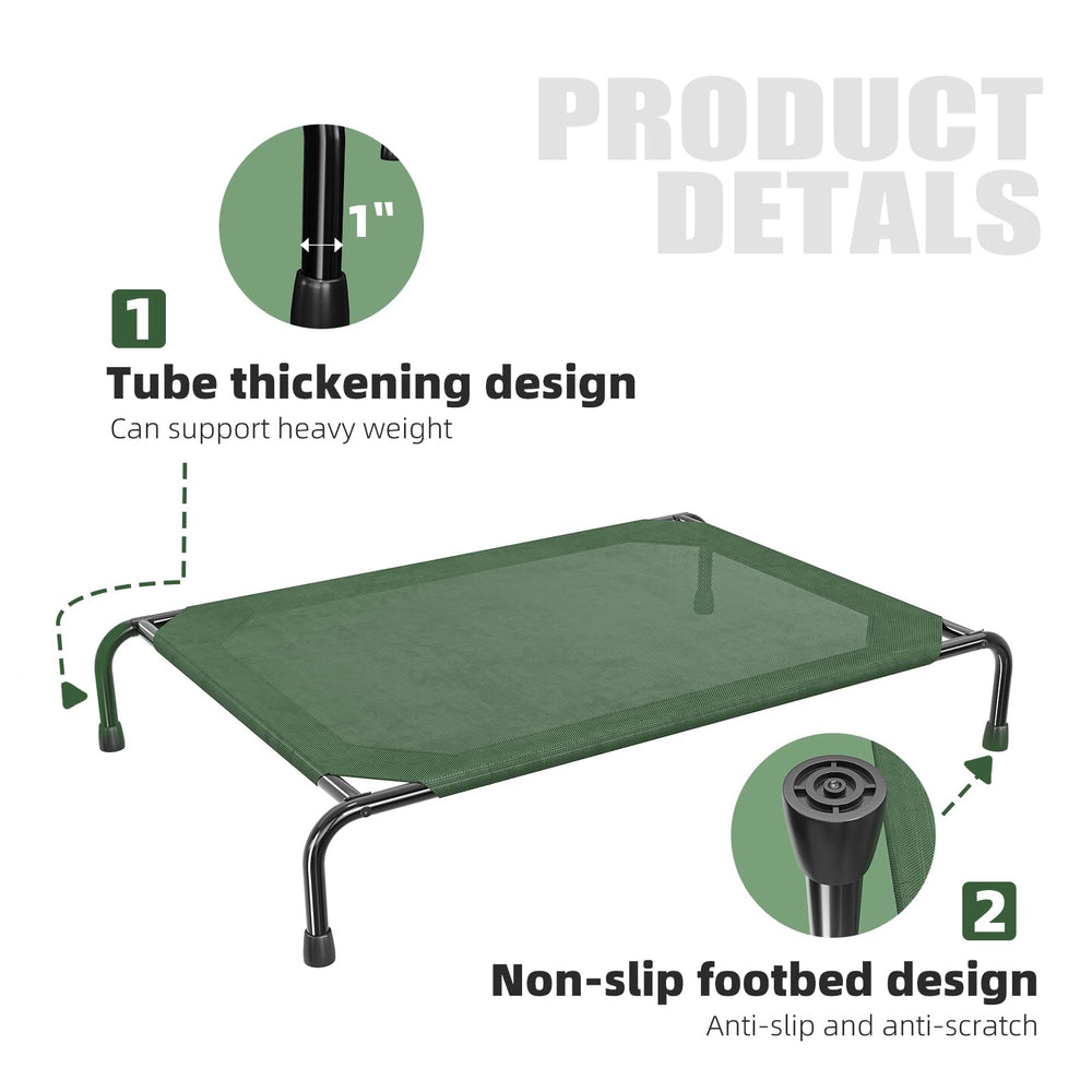 Simple Trending elevated dog bed with its steel tube frame in view.