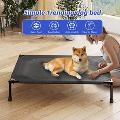 Simple Trending Elevated Dog Bed shown during assembly with the cot on its side.