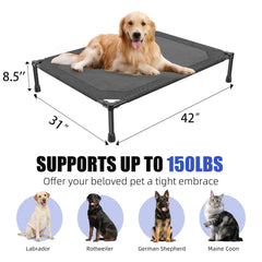 Simple Trending Elevated Dog Bed mesh being cleaned with a damp cloth.