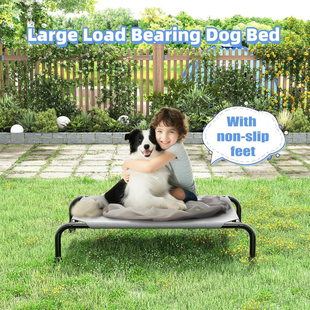 Simple Trending elevated dog bed close-up showing the mesh sleeping surface.