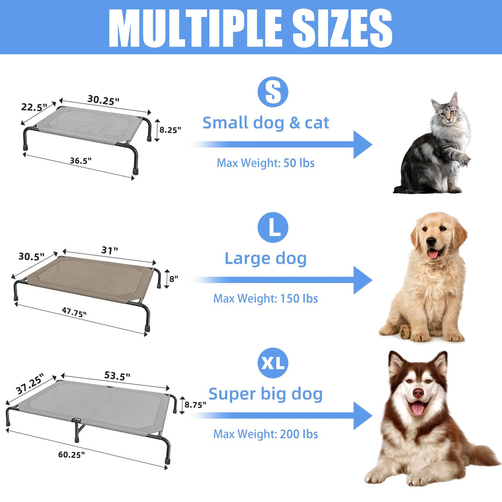 Simple Trending elevated dog bed view highlighting the mesh surface and open space beneath.