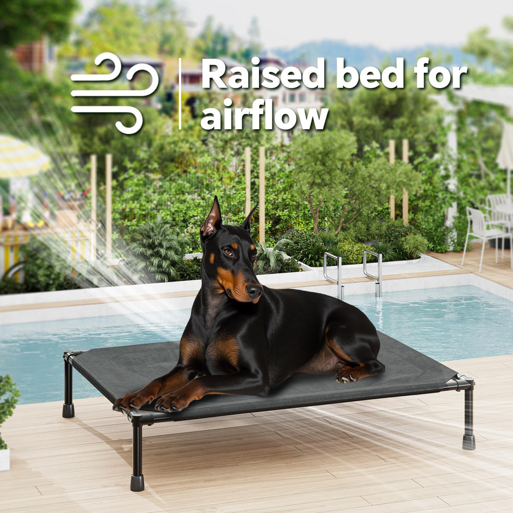 Simple Trending Elevated Dog Bed shown from the side to display its raised cot profile.