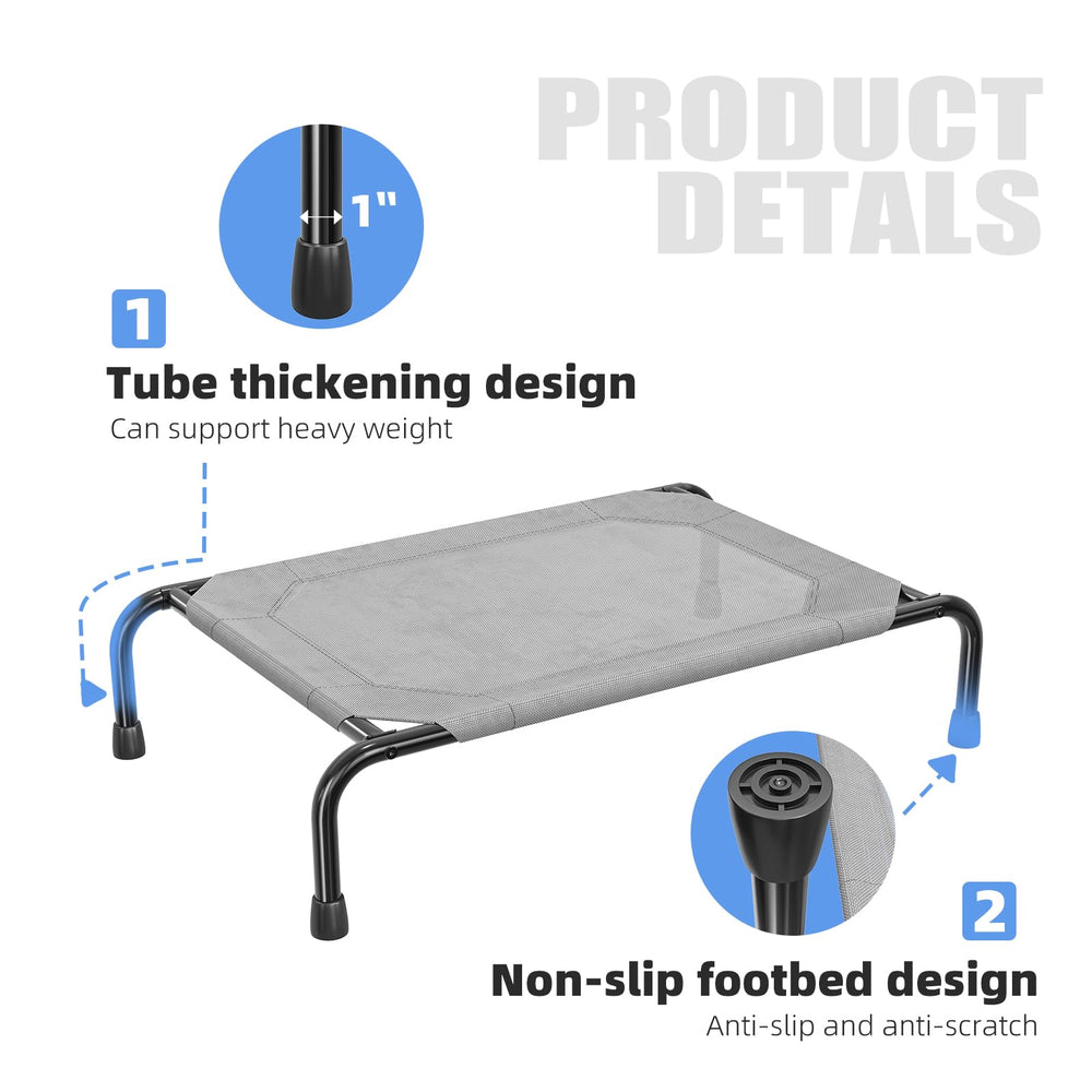 Simple Trending elevated dog bed detail showing a non-slip rubber foot.