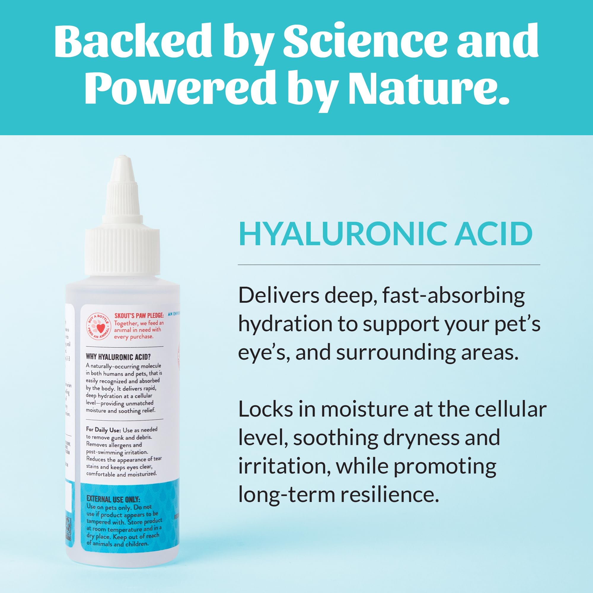 SKOUT'S HONOR HydroClear Eye Wash shown during eye care for a cat.