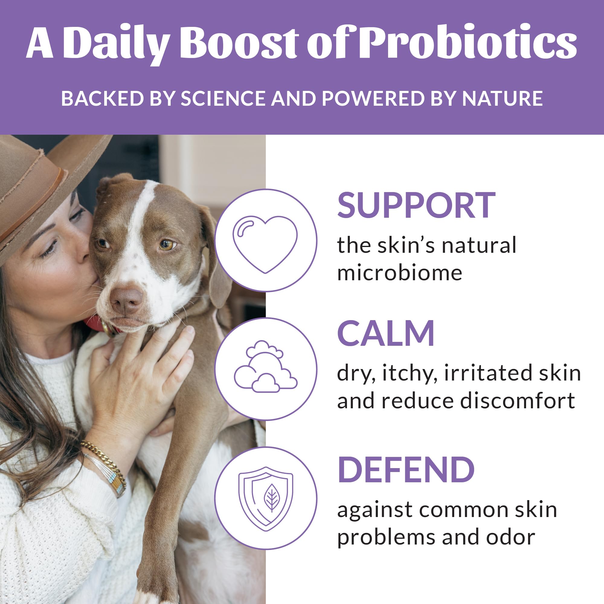 SKOUT'S HONOR Probiotic Dog Deodorizing Spray bottle shown from the back.