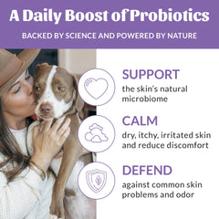 SKOUT'S HONOR Probiotic Dog Deodorizing Spray bottle shown from the back.