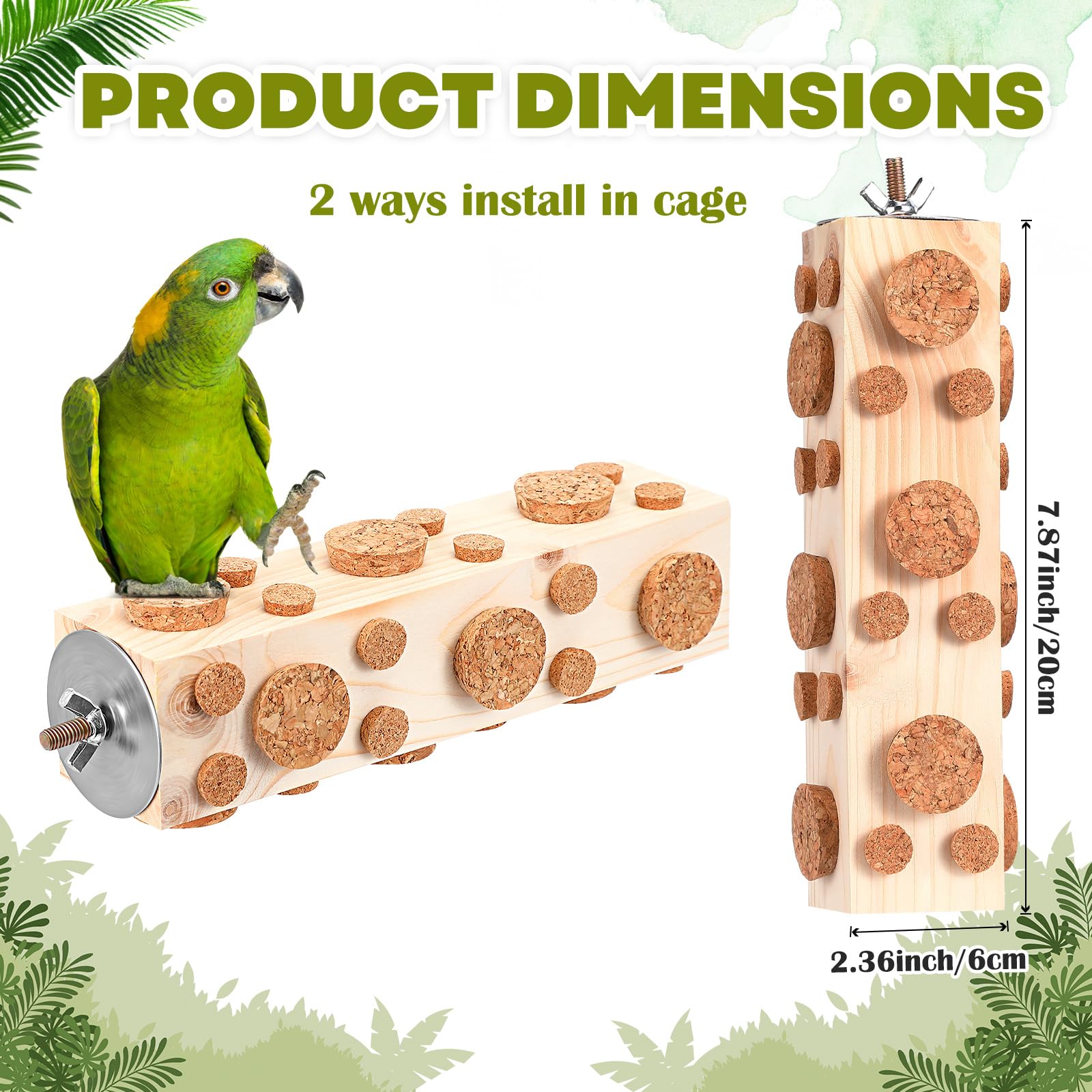 Skyygemm Bird Foraging Toy close-up showing the oak corks.