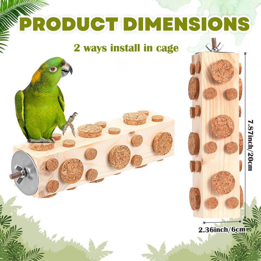 Skyygemm Bird Foraging Toy close-up showing the oak corks.