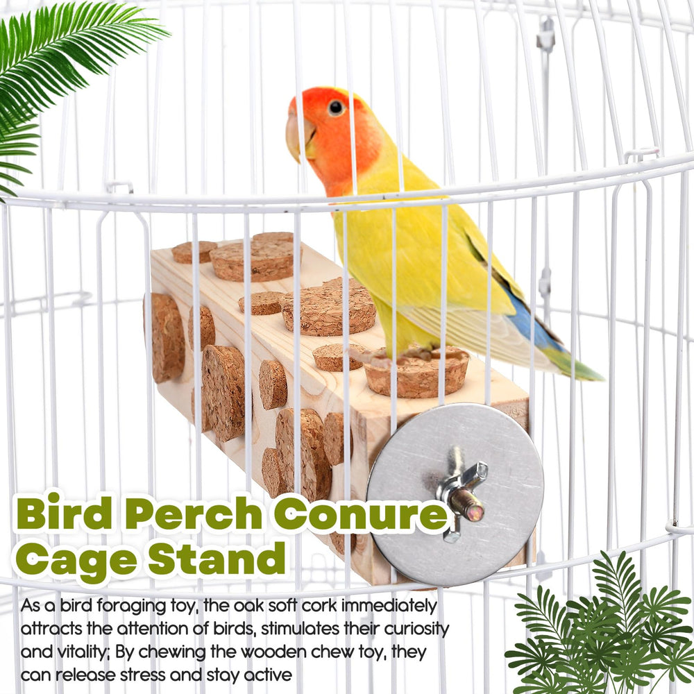 Skyygemm Bird Foraging Toy shown mounted vertically in a cage.