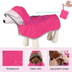 SlowTon dog raincoat folded into its top pocket for carrying.
