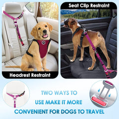 SlowTon Dog Seat Belt headrest attachment straps and locking shackles.