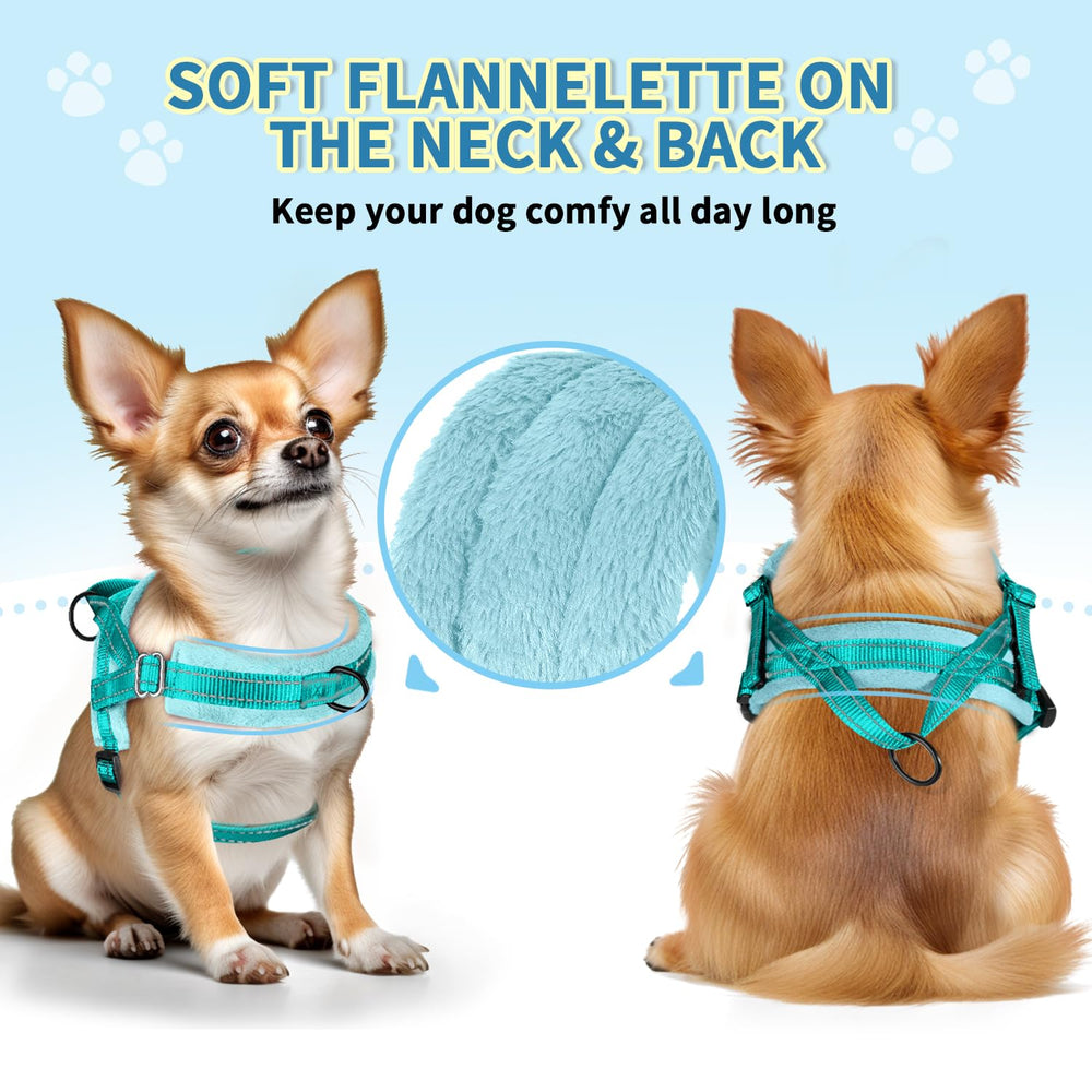 SlowTon small dog harness showing its adjustable neck loops.