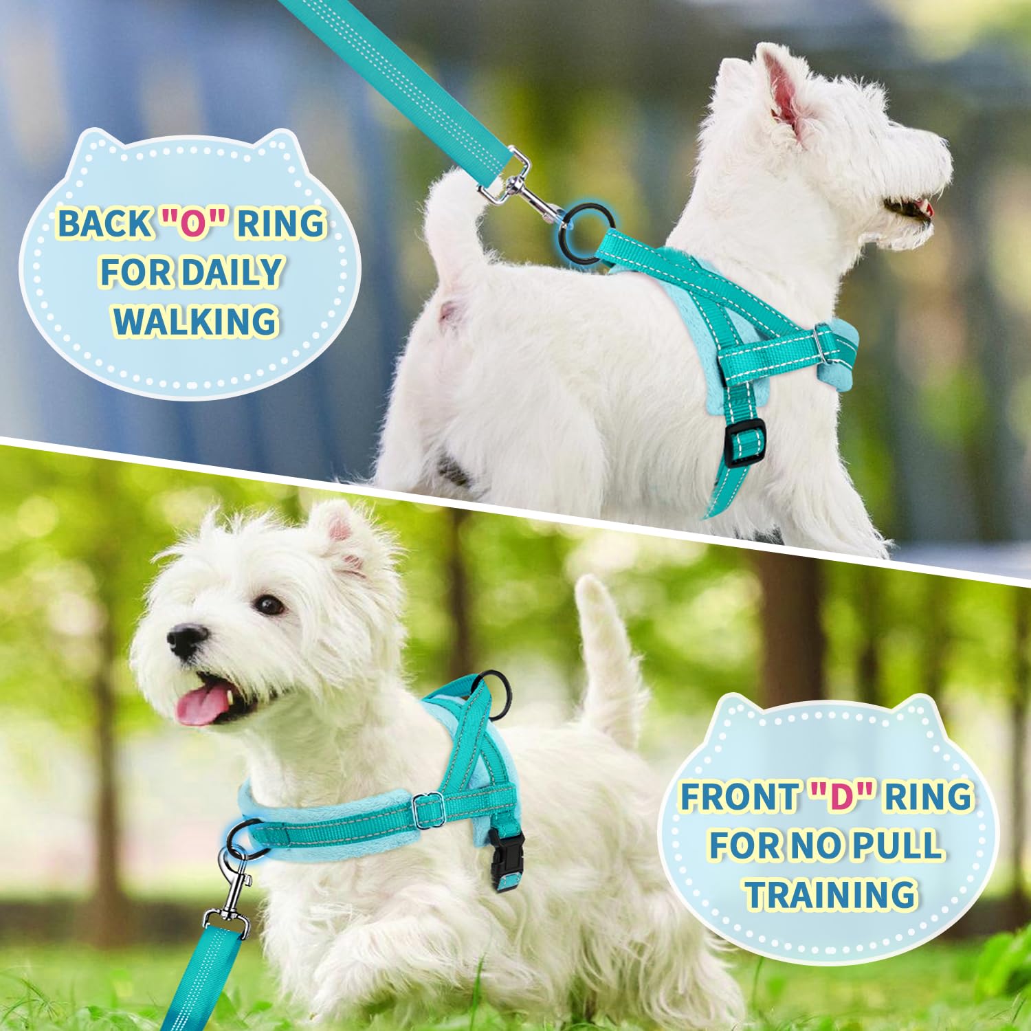 SlowTon small dog harness front D ring for leash attachment.