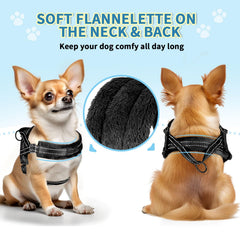 SlowTon small dog harness showing its adjustable neck and chest loops.