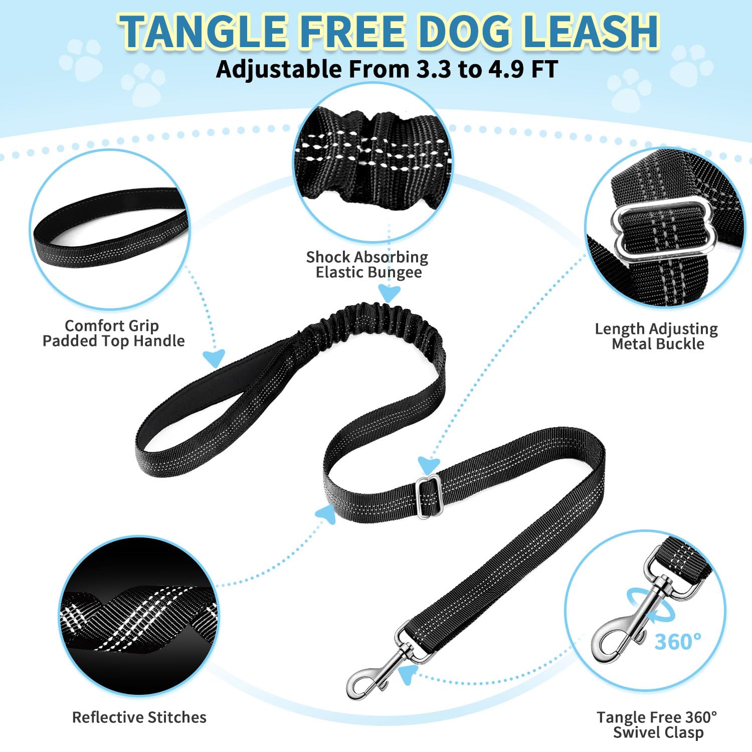 SlowTon small dog leash detail showing its padded handle.