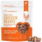smallbatch chicken heart treats shown with the package front facing forward