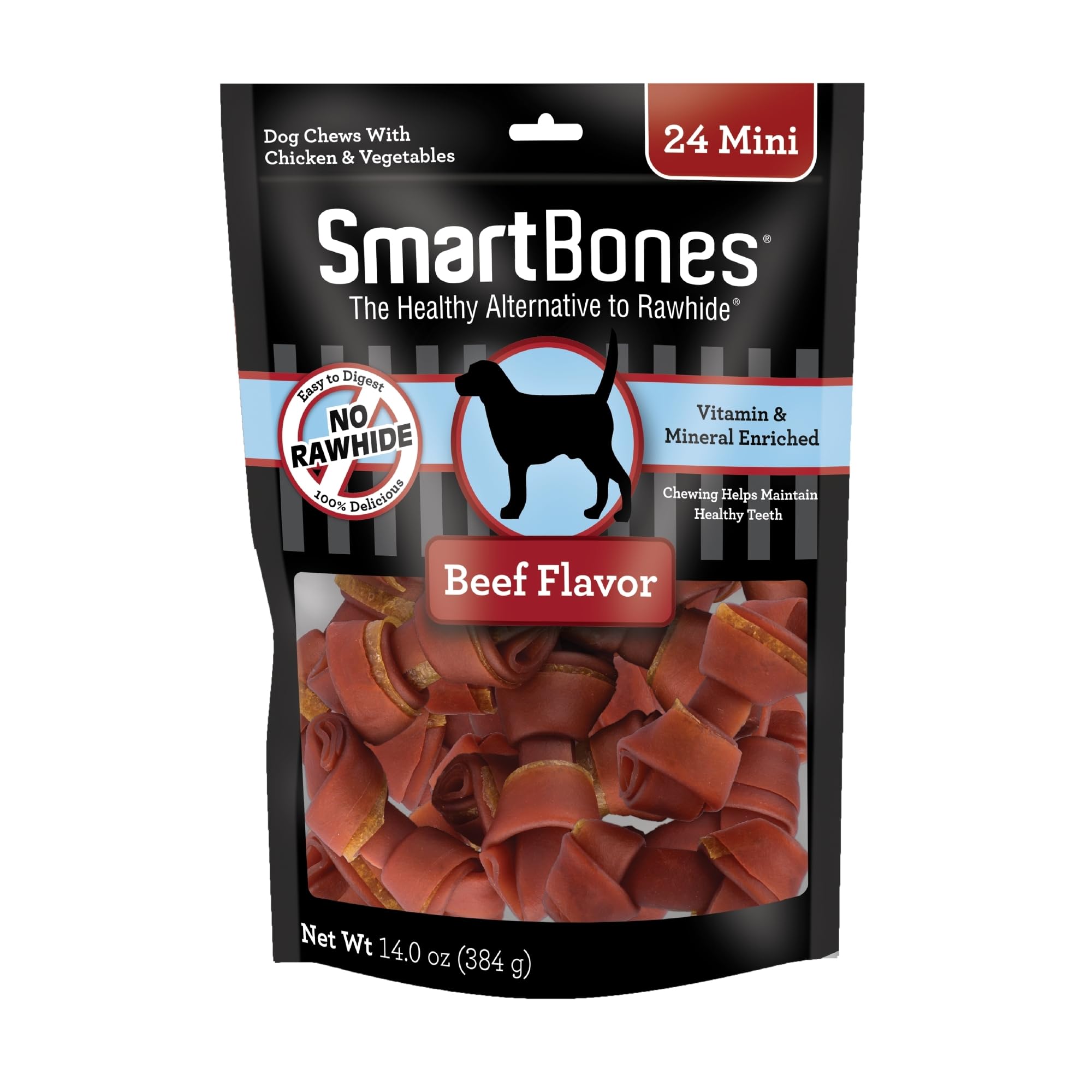 SmartBones Mini Bones dog treat package shown from the front.