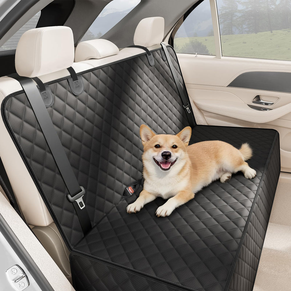 Smatto Back Seat Cover for Dogs fitted across a car’s rear bench seat.