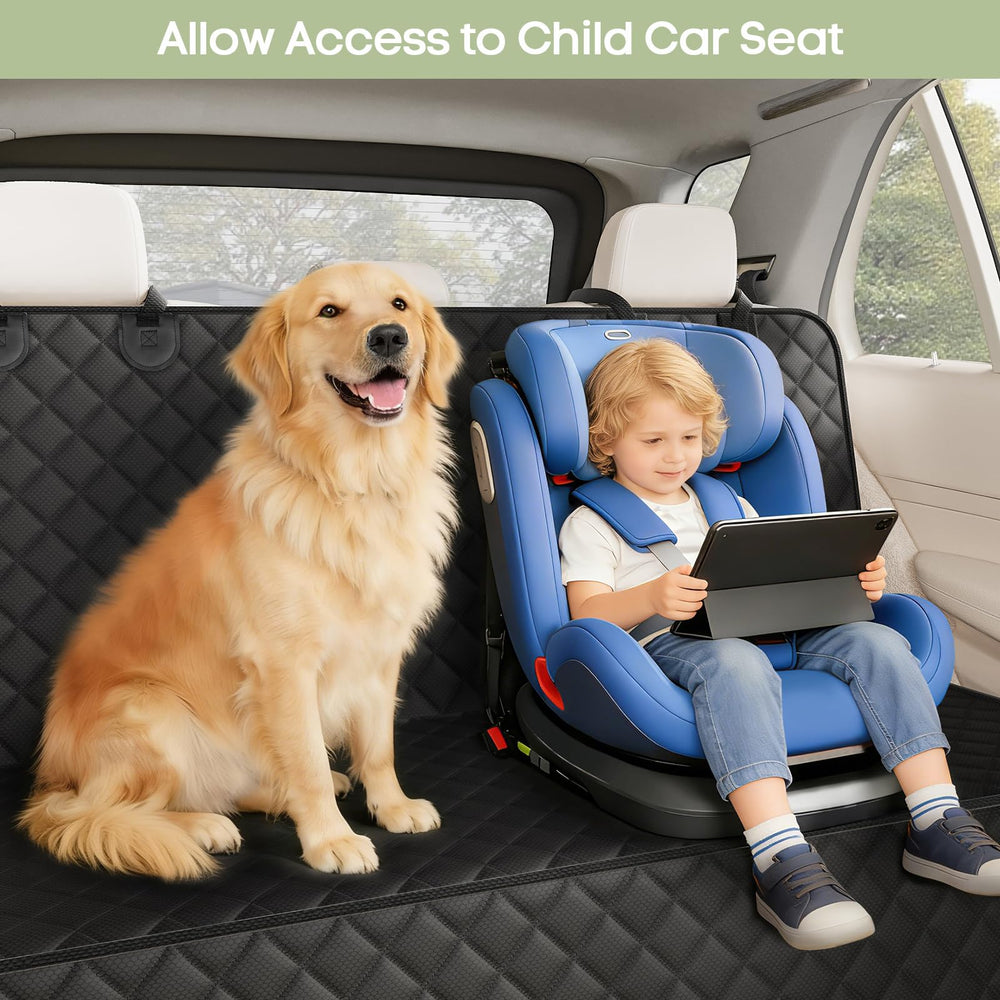 Smatto Back Seat Cover for Dogs shown with its extended side flaps.