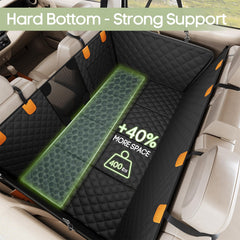 Sm satto Dog Car Seat Cover showing the reinforced panels beneath the extended riding area.
