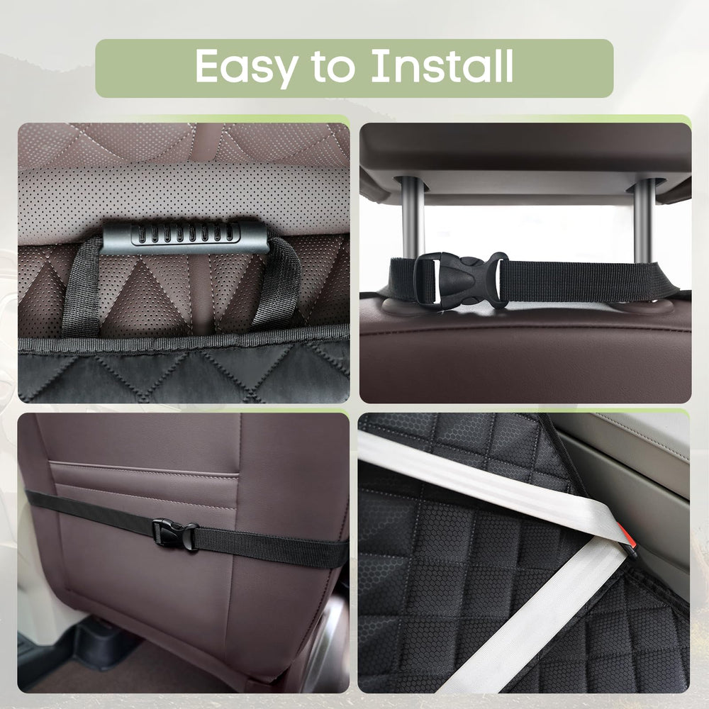 Smatto front seat cover for dogs being wiped clean with a damp cloth.