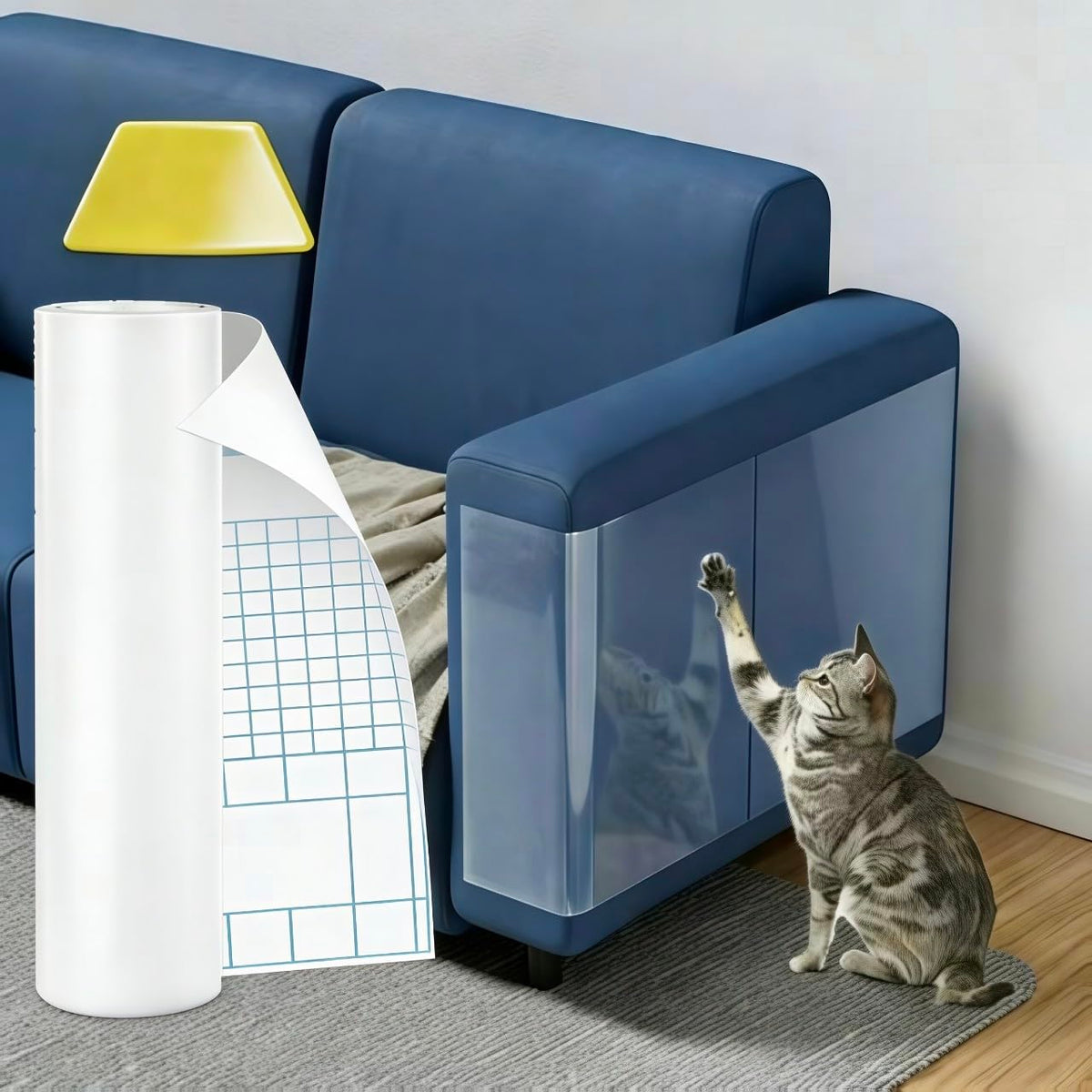 Smerdu Cat Scratch Furniture Protector shown as a clear vinyl roll.