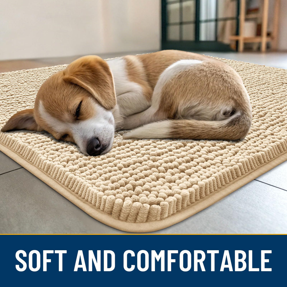 Smiry dog door mat close-up highlighting the chenille pile texture.