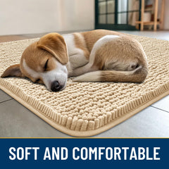 Smiry dog door mat close-up highlighting the chenille pile texture.