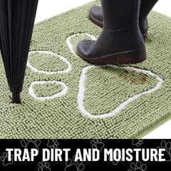 Smiry dog door mat close-up showing the soft chenille fibers.