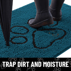 Smiry dog door mat chenille surface shown in close-up.