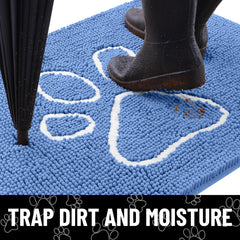 Smiry dog door mat close-up showing the soft chenille texture.
