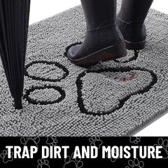 Smiry dog door mat close-up showing the soft chenille texture.