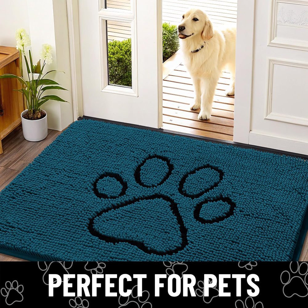Smiry dog door mat top view showing its dirt-trapping surface.