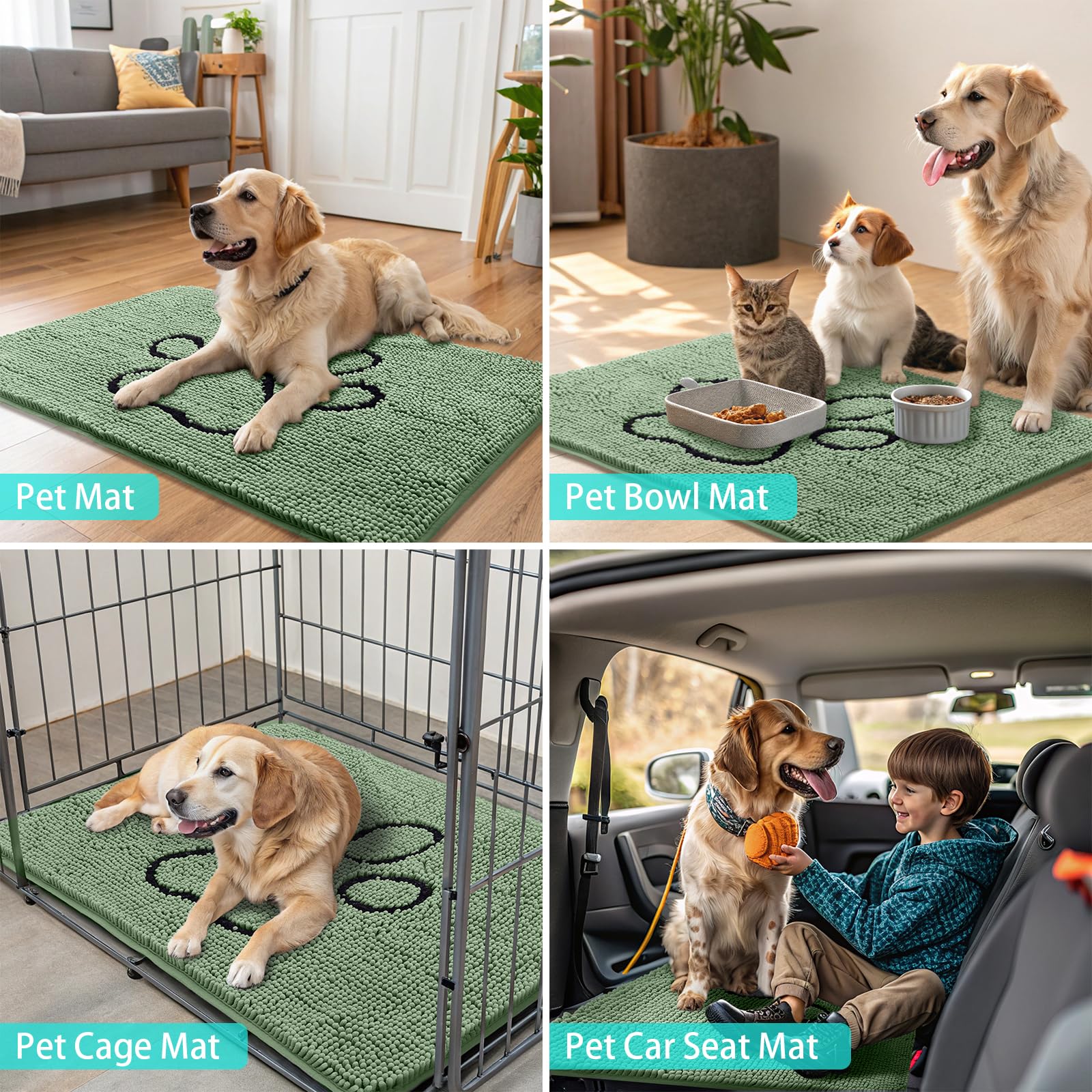 Smiry dog door mat shown trapping dirt and debris from footwear.