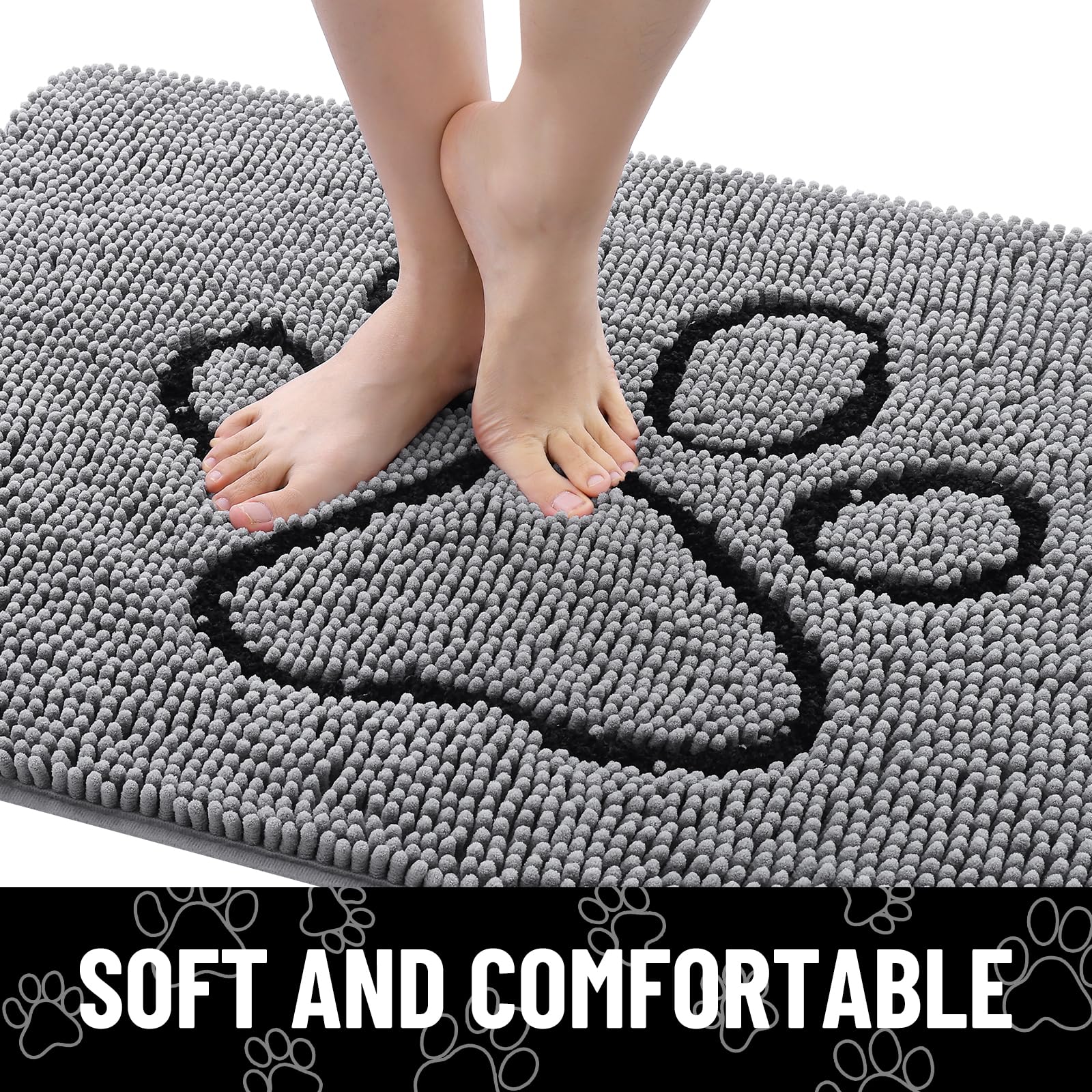 Smiry dog door mat placed at an indoor entryway for paws and shoes.