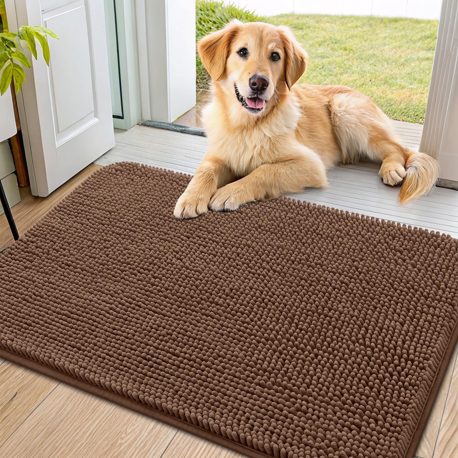 Smiry Dog Door Mat shown from the front to display its overall shape.