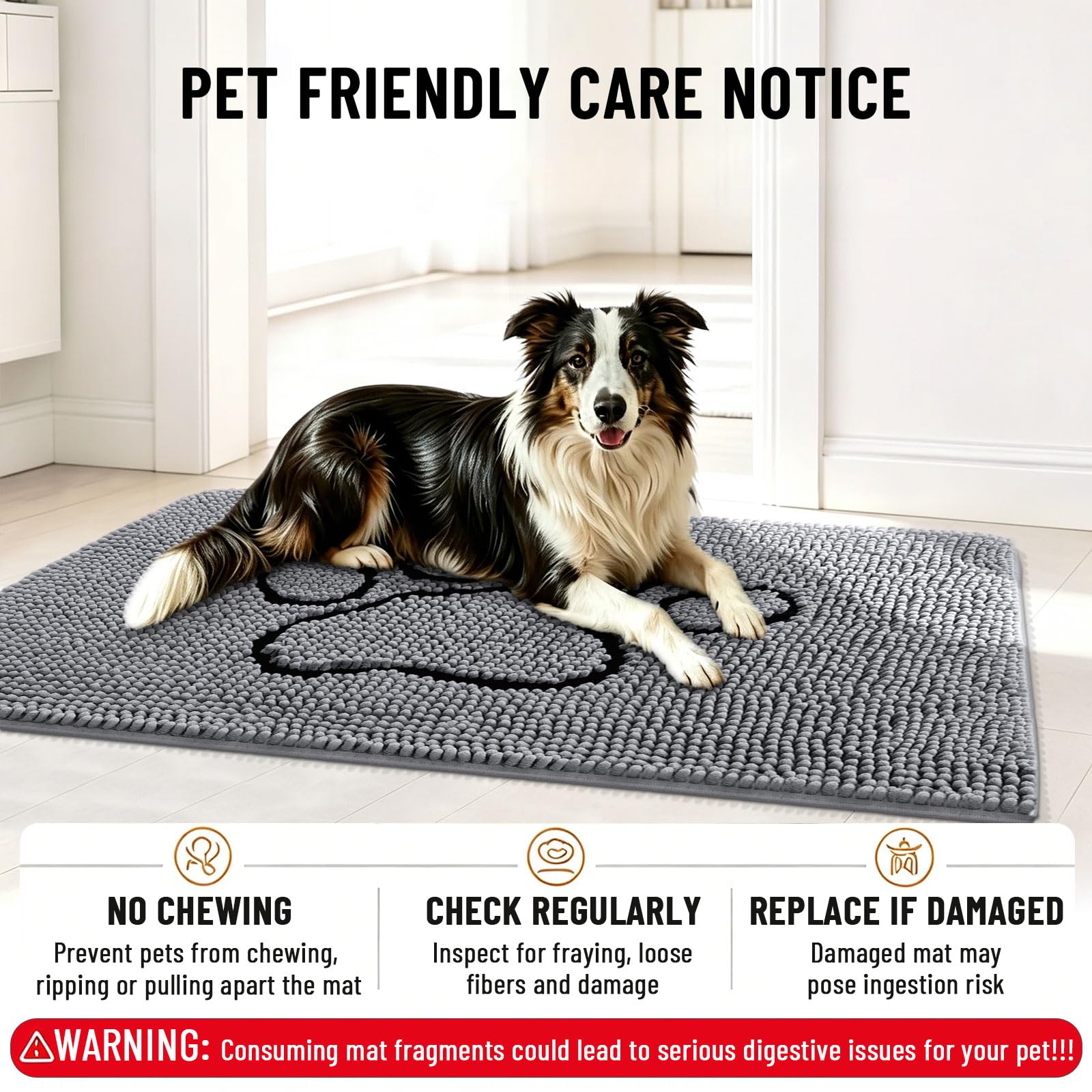 Smiry dog door mat used for cleaning a dog's paws at the entrance.