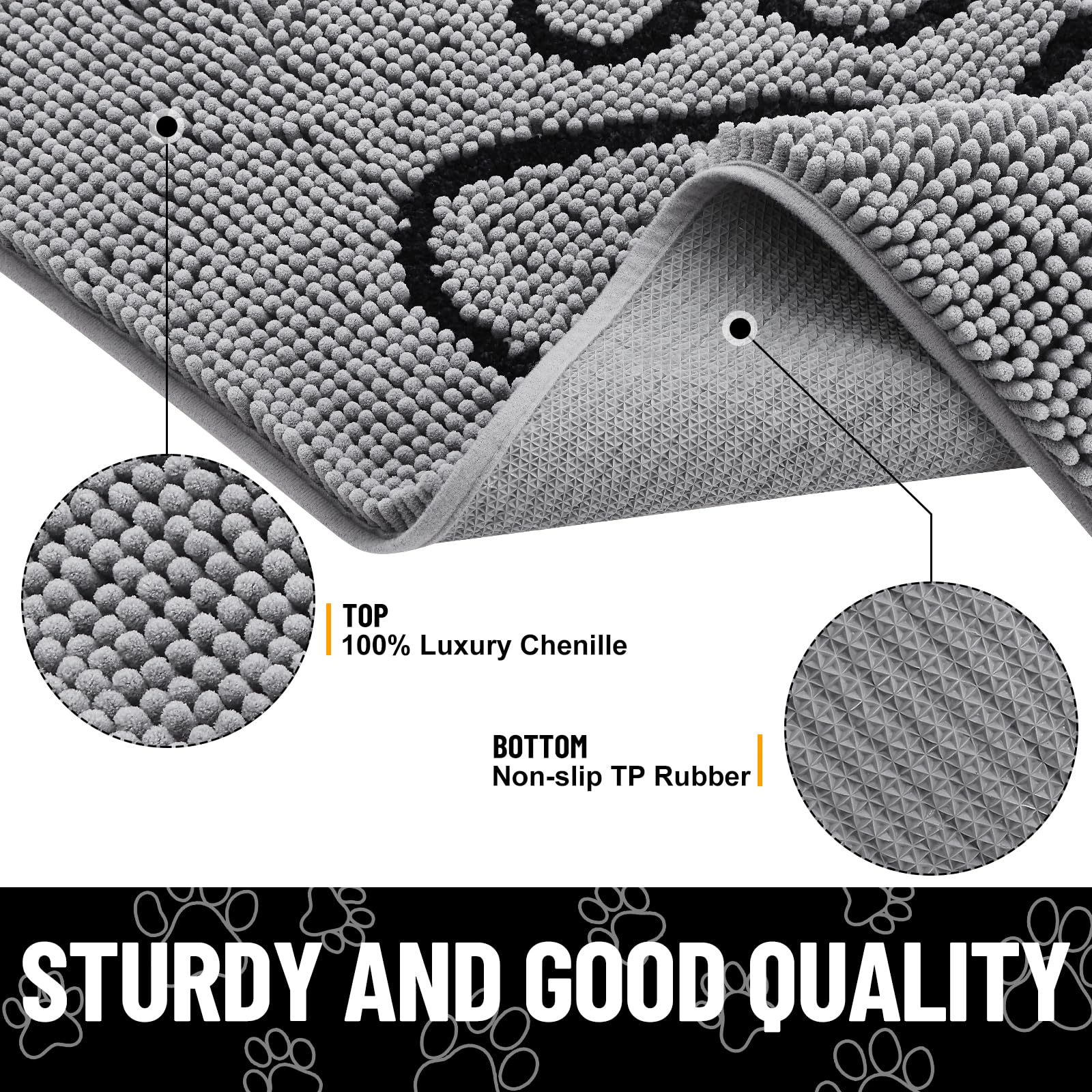 Smiry dog door mat turned over to show its textured rubber backing.