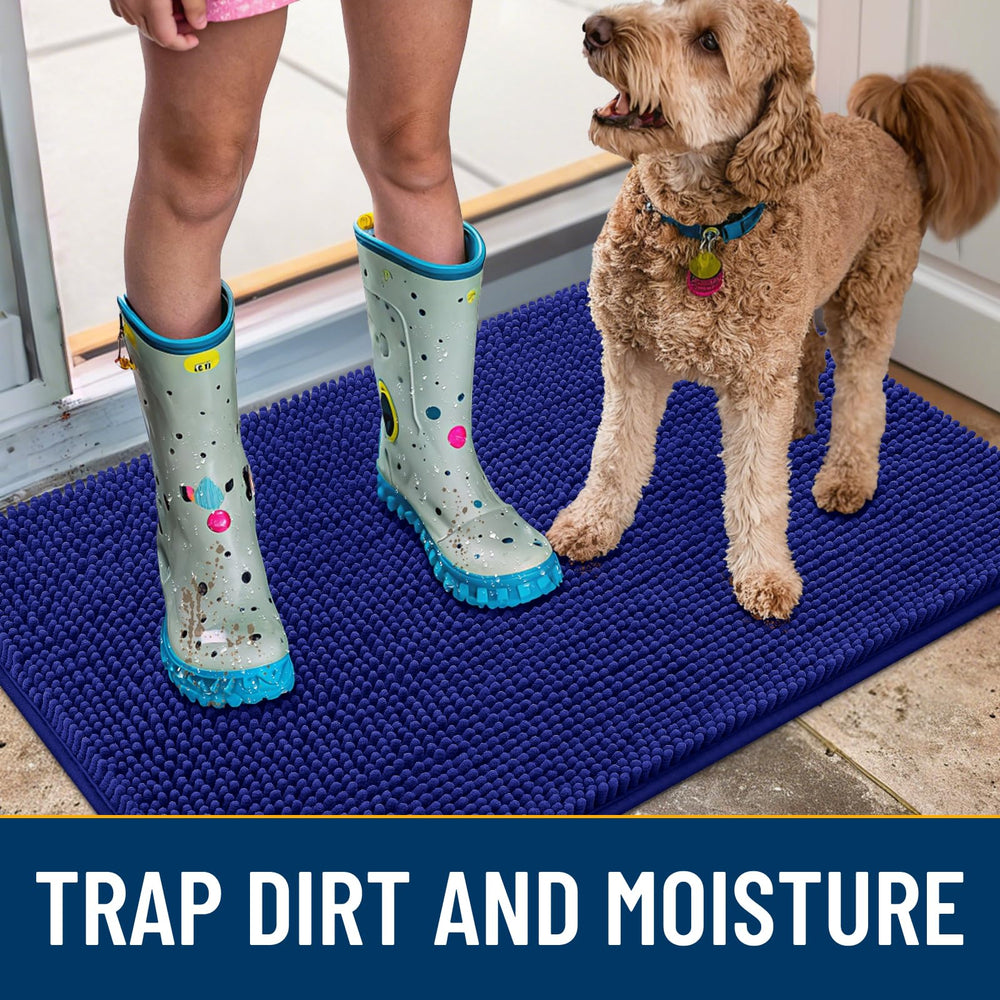 Smiry Dog Door Mat viewed from below to show its rubber backing.