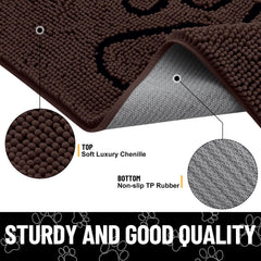 Smiry dog door mat turned over to show its textured rubber backing.
