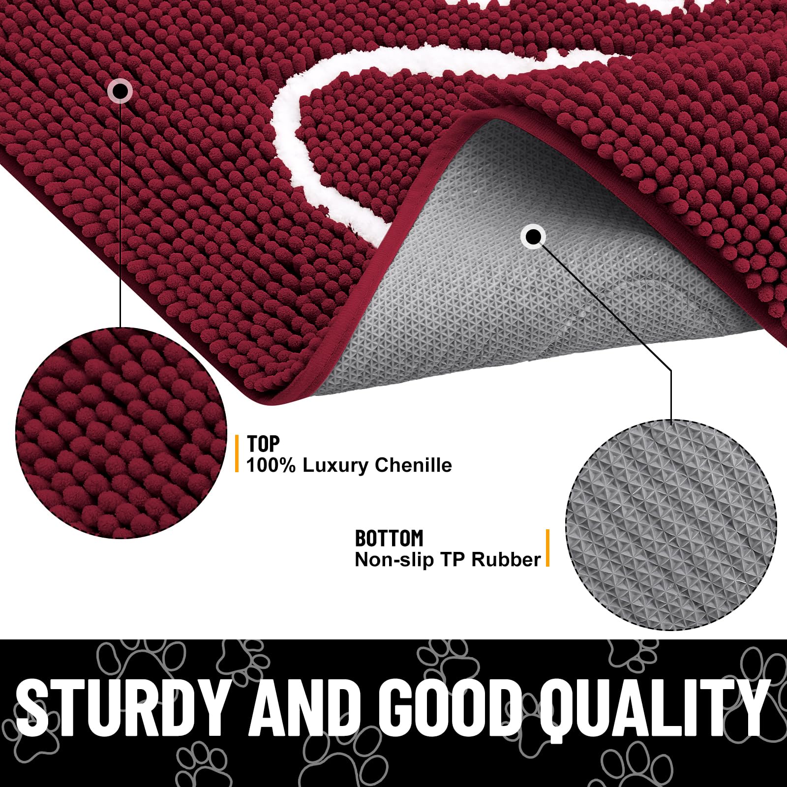 Smiry dog door mat turned over to show its textured rubber backing.