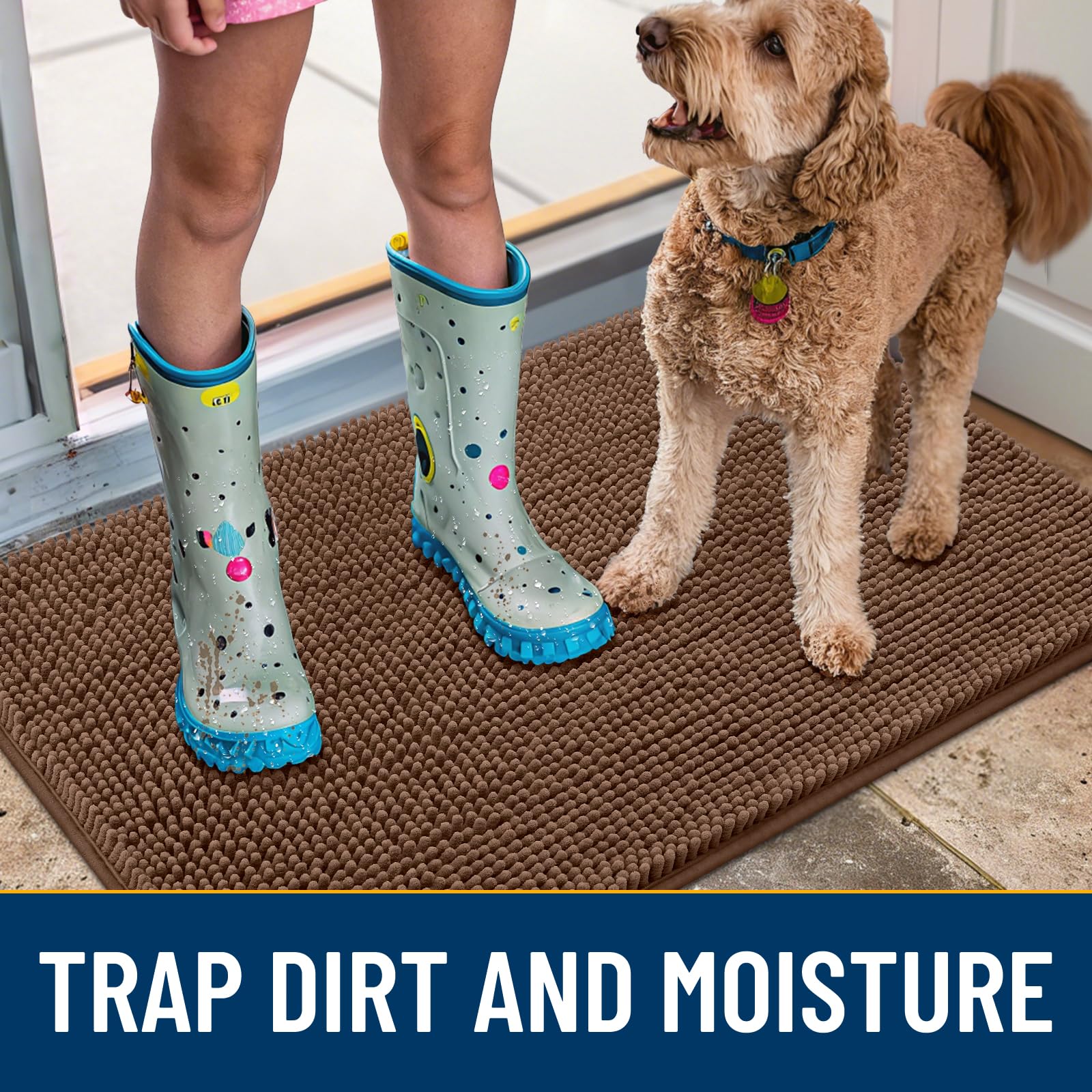 Smiry Dog Door Mat underside showing its rubber backing.