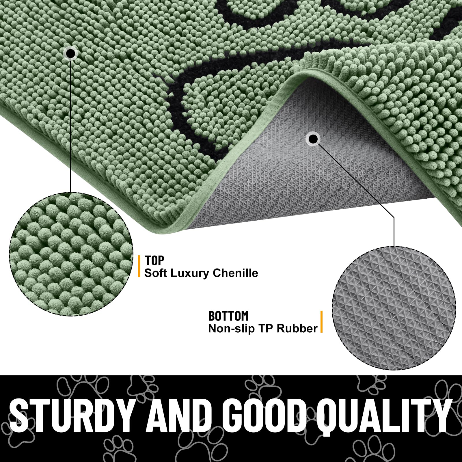 Textured rubber backing on the underside of the Smiry dog door mat.