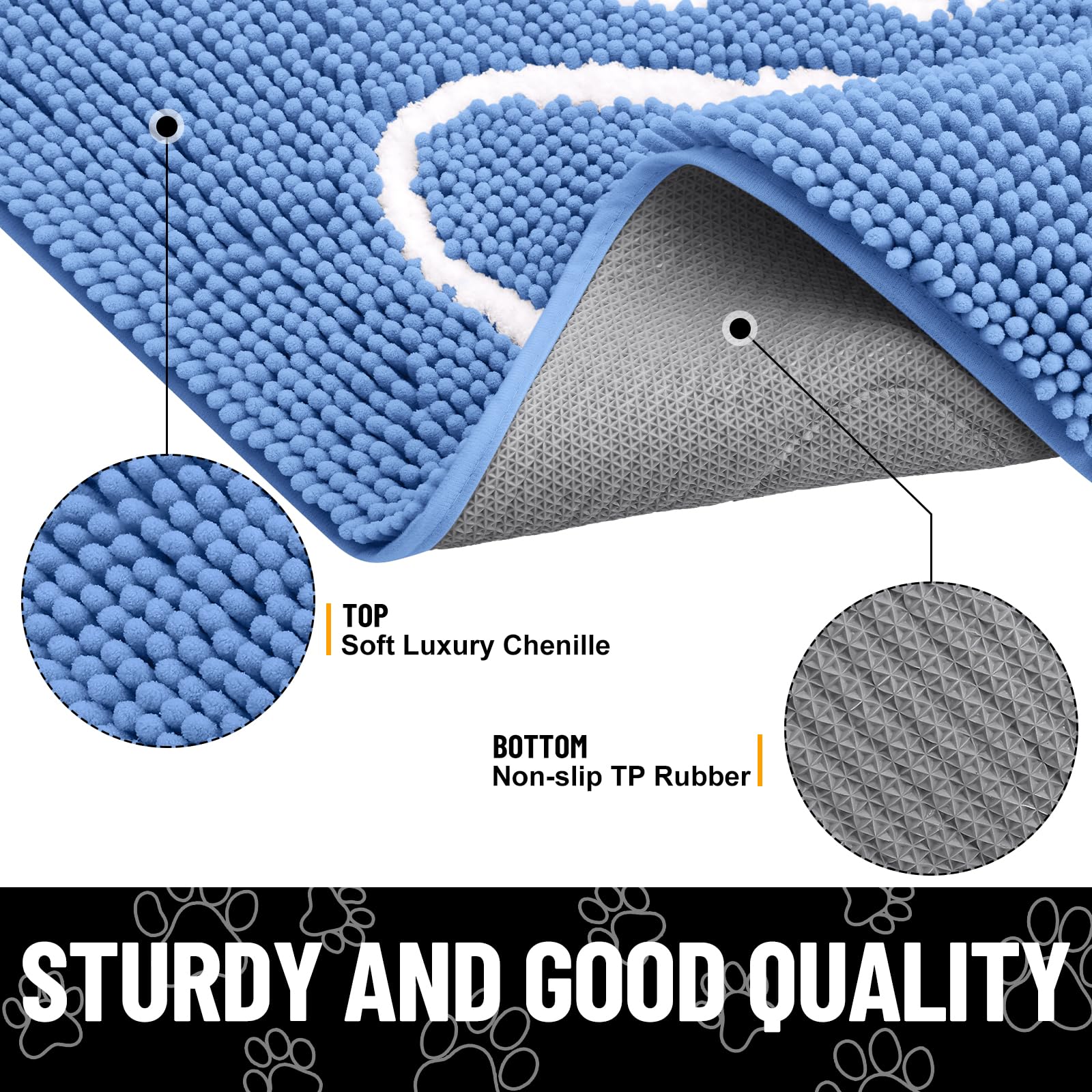Smiry dog door mat turned over to show its textured rubber backing.