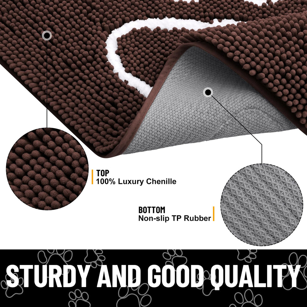 Smiry dog door mat showing its textured rubber backing.